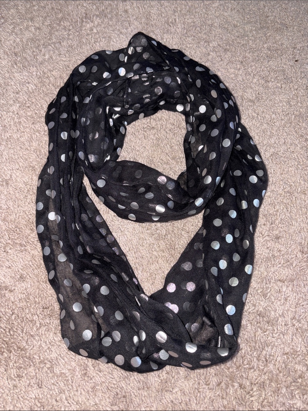 Black Polka Dot Infinity Scarf